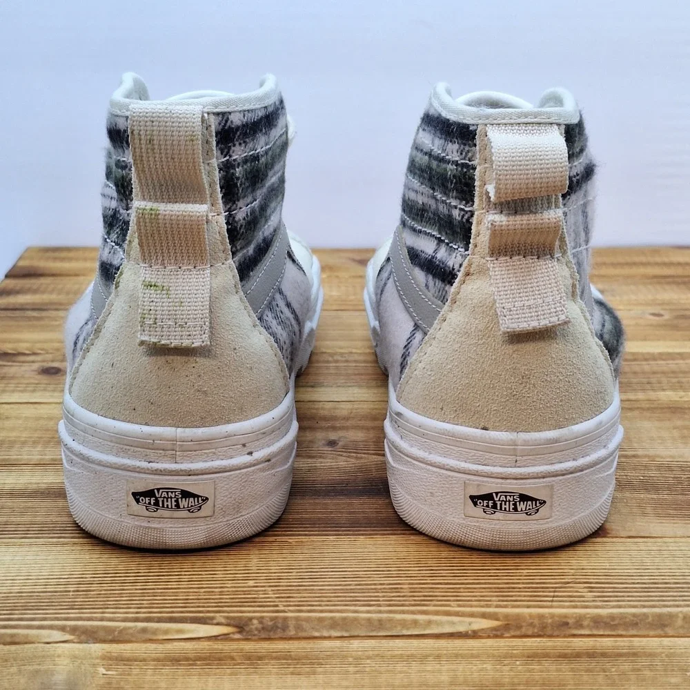 Women's Size 6.5 -‎ Rare Vans Sentry Sk8 Hi Plaid Turtle Dove Ultra Cush Shoes